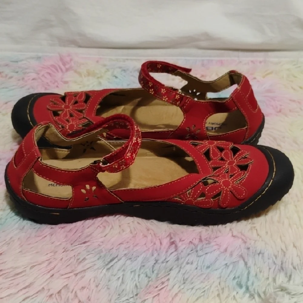 SALE! NWOT JBU Wildflower Red & Black Mary Jane Flats Sz.9.5M - Picture 6 of 9